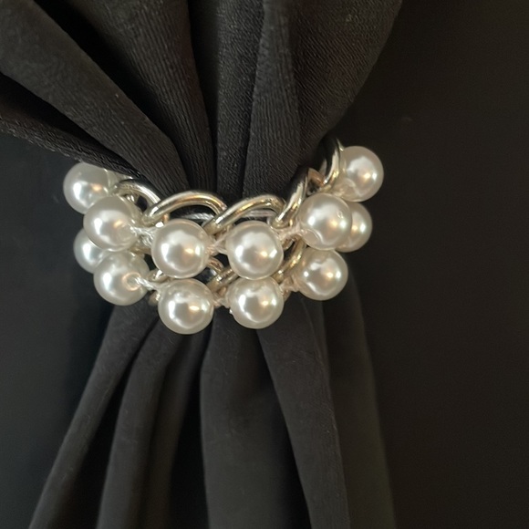 Karl Lagerfeld Women's Sleeveless Tied Blouse with Pearl Detail - Picture 5 of 6